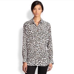 Equipment Femme Silk leopard button down blouse shirt size small